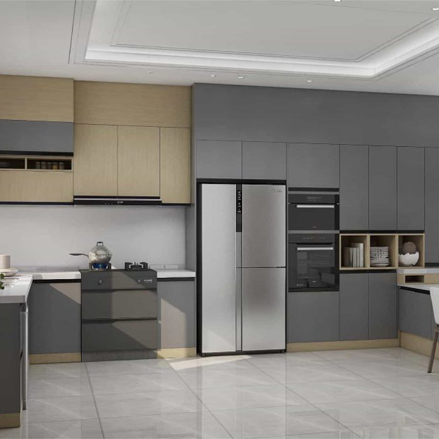 Matte Grey Frameless Kitchen Cabinets